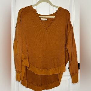 We The Free People Top Size XS Owen Thermal Long Sleeve Rust Oversized